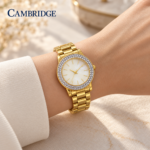 Cambridge Gold-Tone Rhinestone Bracelet Watch for Women - Image 2