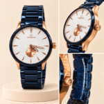 Cambridge Navy Blue Bracelet Watch with Rose Gold-Tone Accents - Image 3