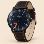 Cambridge Men’s Black Dial Watch with Brown Crocodile-Pattern Strap - Image 3