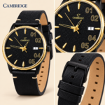 Cambridge Men’s Black and Gold Analog Watch with Date Display