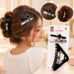 3-Piece Black Hair Clip Set with Claw Clip & Barrettes - Image 2