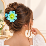 3-Piece Blue Daisy Flower Hair Claw Clip Set - Image 2