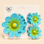 3-Piece Blue Daisy Flower Hair Claw Clip Set