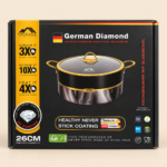 Momaz German Diamond 26cm Non-Stick Cooking Pot with Glass Lid