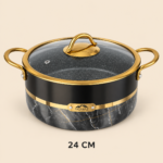 Momaz German Diamond 24cm Non-Stick Cooking Pot with Glass Lid - Image 3
