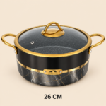 Momaz German Diamond 26cm Non-Stick Cooking Pot with Glass Lid - Image 3