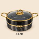 MOMAZ German Diamond Non-Stick Cooking Pot with Glass Lid – 28 cm - Image 2
