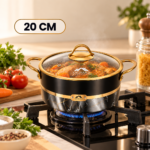 Momaz German Diamond 20cm Non-Stick Cooking Pot with Glass Lid - Image 3