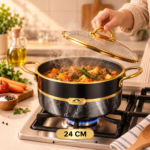 Momaz German Diamond 24cm Non-Stick Cooking Pot with Glass Lid - Image 2