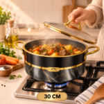 Momaz German Diamond  Non-Stick Cooking Pot with Glass Lid- 30 cm - Image 2
