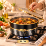 Momaz German Diamond 26cm Non-Stick Cooking Pot with Glass Lid - Image 2