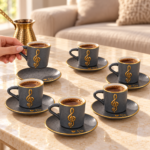 Momaz Coffee Serving Bundle – Electric Kettle, 6 Cups & Saucers and Sugar Bowl - Image 3