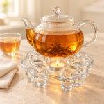 Glass Teapot Warmer with Tealight Holder – Heart Design - Image 3