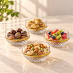 Momaz Glass Bowl Set with Gold Detail – 6 Pieces - Image 2