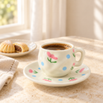 Momaz Florence Floral Coffee Set – 6 Cups & 6 Saucers - Image 2