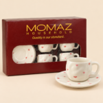 Momaz Pink Heart Coffee 6 Cup and 6 Saucers