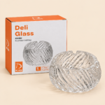Deli Glass Ashtray – Clear Round Swirl Design - 84 mm