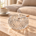 Deli Glass Ashtray – Clear Round Swirl Design - 84 mm - Image 2