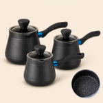 MOMAZ Berlin Series 3-Piece Granite Coffee Pot Set with Glass Lids - Image 2