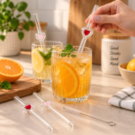 Reusable Heart Glass Straws Set – 6 Straws + Cleaning Brush - Image 4