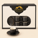 Momaz Set of Dozen Mandala Black Coffee Cups with Saucers - Image 2