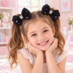 Nice Glitter Bow Hair Clips with Rhinestone Detail – 2 Pieces - Image 5