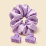 Girls Satin Scrunchie and Mini Claw Clip Set - Image 4