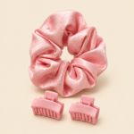Girls Satin Scrunchie and Mini Claw Clip Set - Image 3