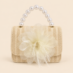 Straw Flower Pearl Handle Bag