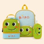 Kids Monster 3-Piece School Backpack Set – Backpack, Lunch Bag & Pencil Case