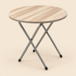 Round Folding Table 50cm – Woodgrain Top with Metal Legs