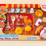 Kids Pretend Play Kitchen Food Set with Tray