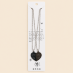 Matching Couple Split Heart Necklace Set – Black Heart