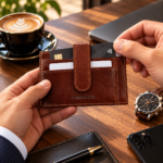 Cambridge Brown Card Holder Wallet with Strap Closure for Men - Image 2