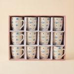 Blue Floral Mug Set – 12 Pieces