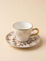 Brokar Gold Rim Coffee 6 "Cup " & 6 "Saucer" Set momaz - Image 3