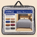 Prince Deep Golden Moon Embossed Blanket – Light Grey – 180 x 230 cm - Image 2