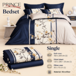 Prince Sleep Single Duvet Cover Set – 3-Piece Navy & Beige Floral - Image 3