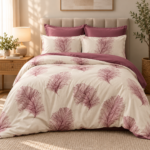 Prince Sleep Single Microfiber Duvet Cover Set – 3-Piece Beige & Mauve Leaf Print