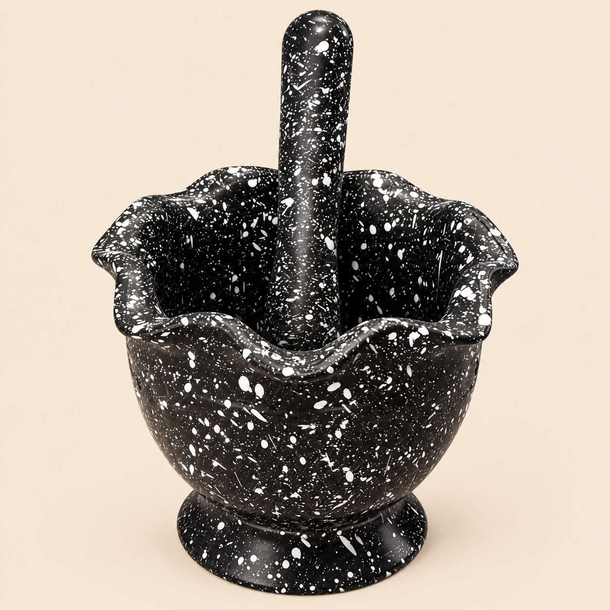 242e8e4e-5cb9-4f99-bb7d-1921319d8fe3 Granite-Style Mortar and Pestle Set – Black & White Speckled - Image 1