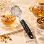MOMAZ Stainless Steel Fine Mesh Tea Strainer – Black Marble Handle - Image 2