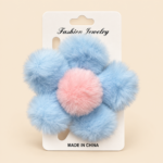 Fluffy Hair Ties for Girls- blue
