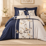 Prince Sleep Single Duvet Cover Set – 3-Piece Navy & Beige Floral