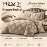 Prince Sleep Montana King Sherpa Duvet Cover Set – 4-Piece Beige