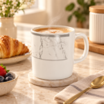DEVA Melamine Coffee Mug – White Marble Design - Image 2