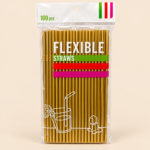 Gold Flexible Drinking Straws – 100 Pieces