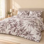Diamond Floral Leaf Duvet Cover Set 3 Pieces – Single Beige & Brown - Image 2