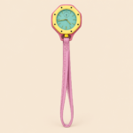 Octagonal Analog Watch Keychain with Hanging Strap – Multiple Colors