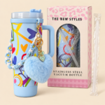 Blue Stainless Steel Insulated Tumbler with Handle, Straw & Heart Charm - Image 2