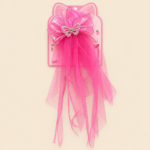 Girls Pink Butterfly Tulle Bow Hair Clip with Long Veil